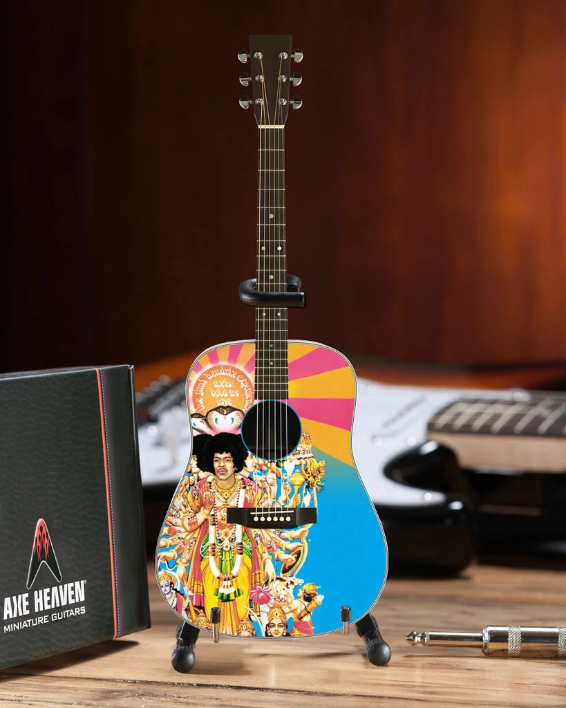 Axe Heaven Jimi Hendrix AXIS Bold As Love Mini Acoustic Guitar Model In Collectors Packaging.Sleeve