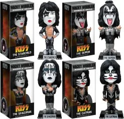 KISS 2011 Funko Wacky Wobbler Set Of 4: Demon Starchild Spaceman Catman