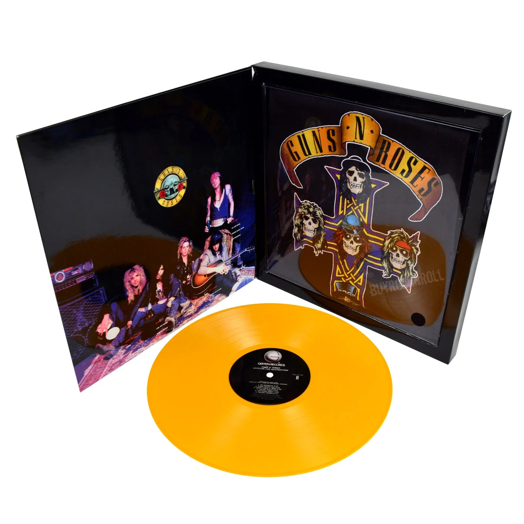 Guns N Roses Collectible 2009 Appetite For Destruction Yellow Vinyl LP & T-Shirt Box Set - Size Small