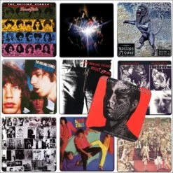 Rolling Stones, The Rolling Stones Collectible 2010 LP Album Cover 10 Coaster Set Tin Storage Box