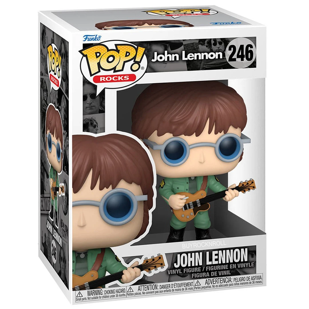 Funko Pop! Rocks The Beatles Collectible 2021 Handpicked Funko Pop Rocks John Lennon Military Figure In Funko Protector