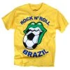 Bravado Rolling Stones, The Rare Rolling Stones Collectible 2014 Rock N Roll Brazil Soccer Tongue T-Shirt - LG