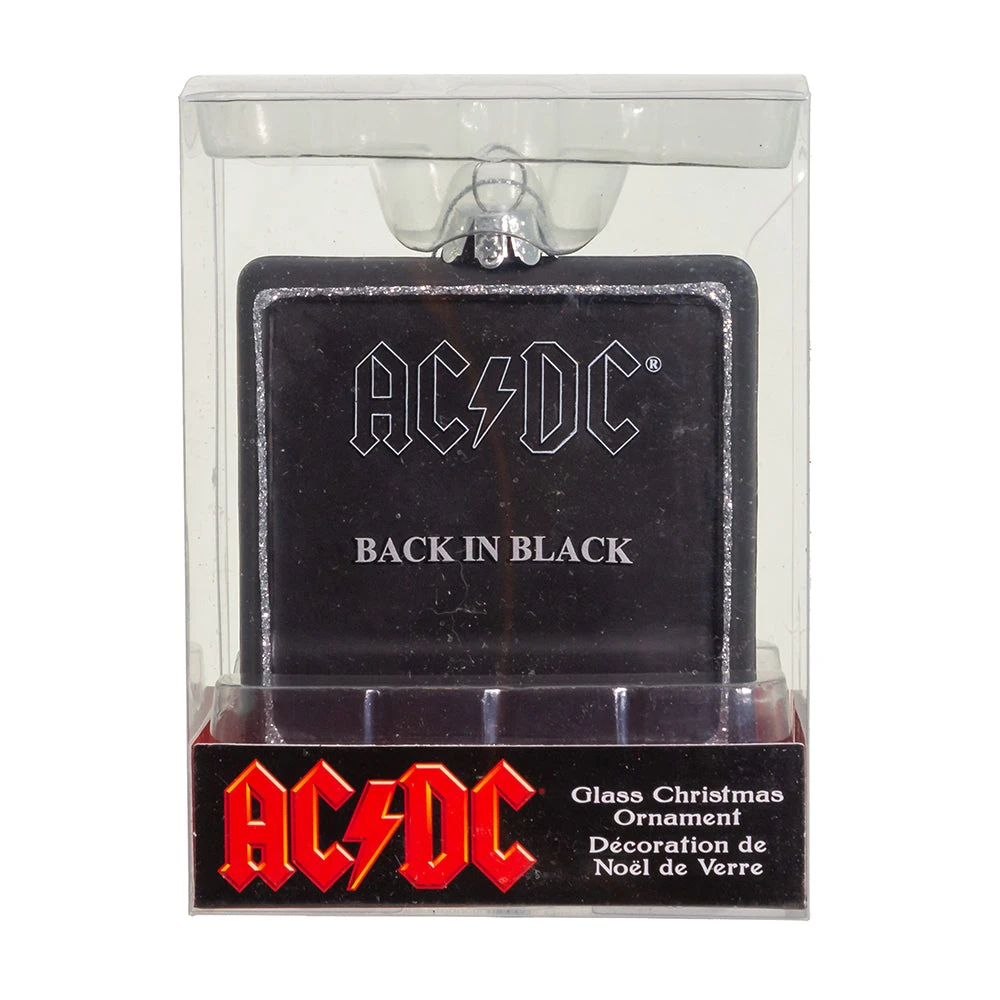 1. AC/DC Collectible 2021 Kurt Adler Glass Back In Black Album 3.5 Inch Ornament