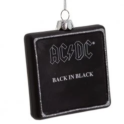1. AC/DC Collectible 2021 Kurt Adler Glass Back In Black Album 3.5 Inch Ornament
