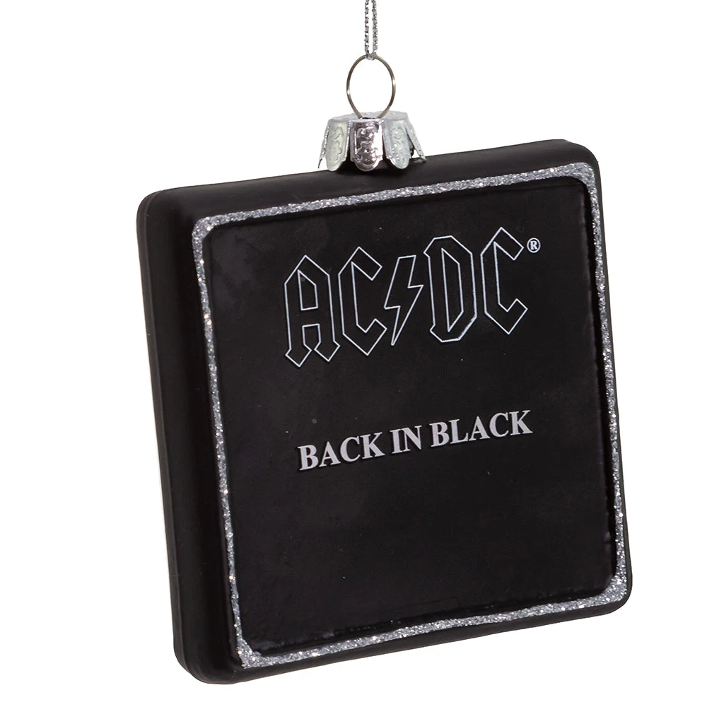 1. AC/DC Collectible 2021 Kurt Adler Glass Back In Black Album 3.5 Inch Ornament