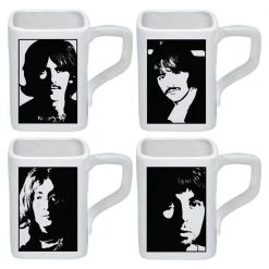 Vandor The Beatles Collectibles: 2019 White Album Square Ceramic 12 Oz Mug Set Of 4 Beatles, The
