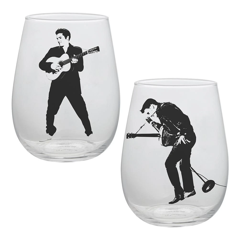 Elvis Collectibles Vandor 2018 Elvis Presley 18 Oz Contour Glasses - Set Of 2