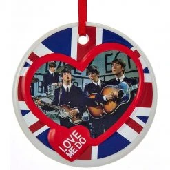 BuyRockNRoll The Beatles Collectible: 2012 "Love Me Do" Porcelain Disc Christmas Holiday Ornament