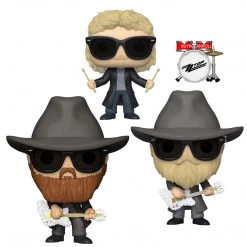 ZZ Top Collectible 2020 Funko Pop! Rocks 3 Figures In Protector Display Cases