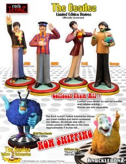 Beatles Collectibles:2011 Knucklebonz Yellow Submarine Rock Iconz Statue Set
